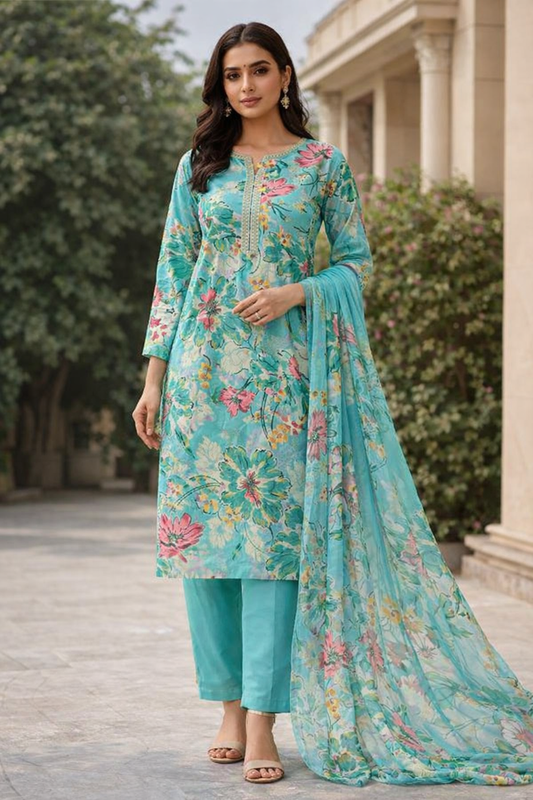 Lawn Elegant Floral 3 Piece Suit